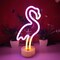 Flamingo Neon Sign with Holder Base, USB or 3-AA Battery Powered Neon Light, LED Desktop Decoration for Parties, Business Displays, and Summer Events (Multicolor)
